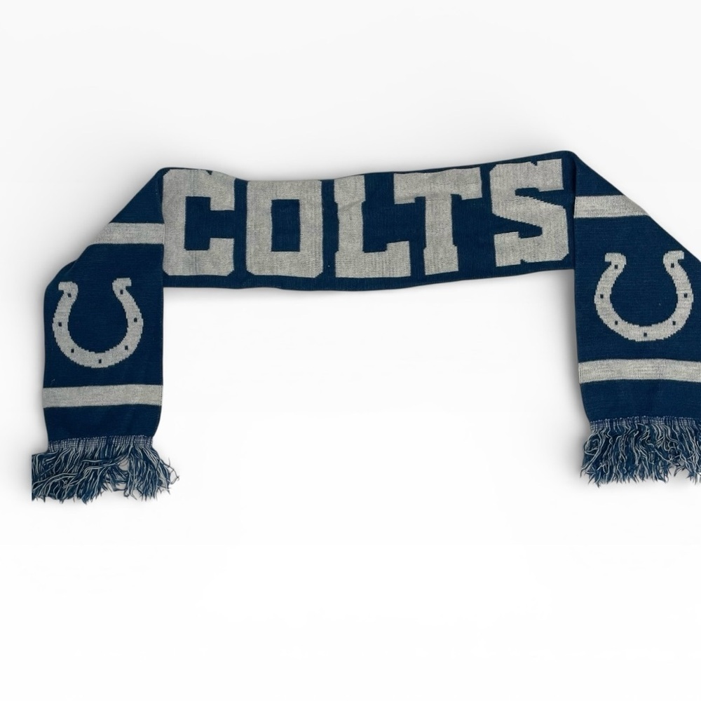 Indianapolis Colts Knit Scarf Blue Gray NFL Football Fringe